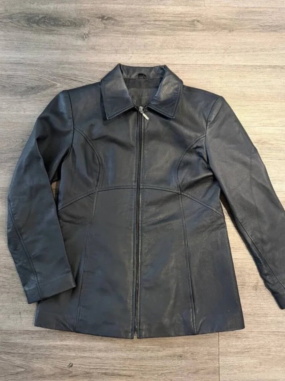 Jacqueline Ferrar Women’s Genuine Leather Jacket Black Size S Zip Coat